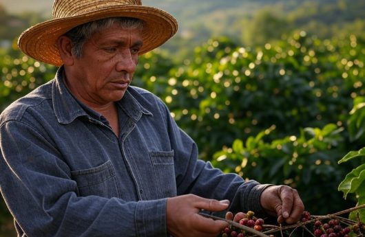HOMBRE COSECHA CAFÉ