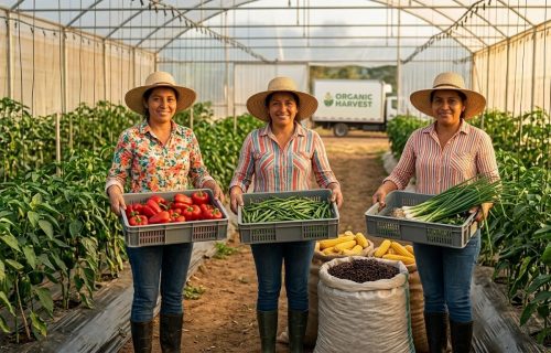 MUJERES CON PRODUCTOS DE CAMPO