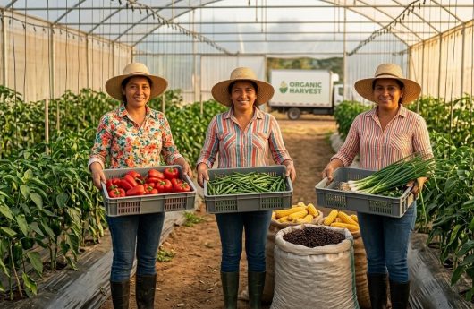 MUJERES CON PRODUCTOS DE CAMPO