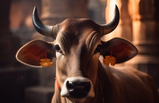 Close up of Holstein cattle grazing in meadow generated by artificial intelligence